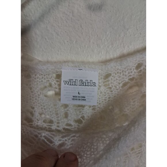 NWT Wild Fable Knit Sweater Top Blouse Business Casual Sheer White Size Large - Picture 4 of 6